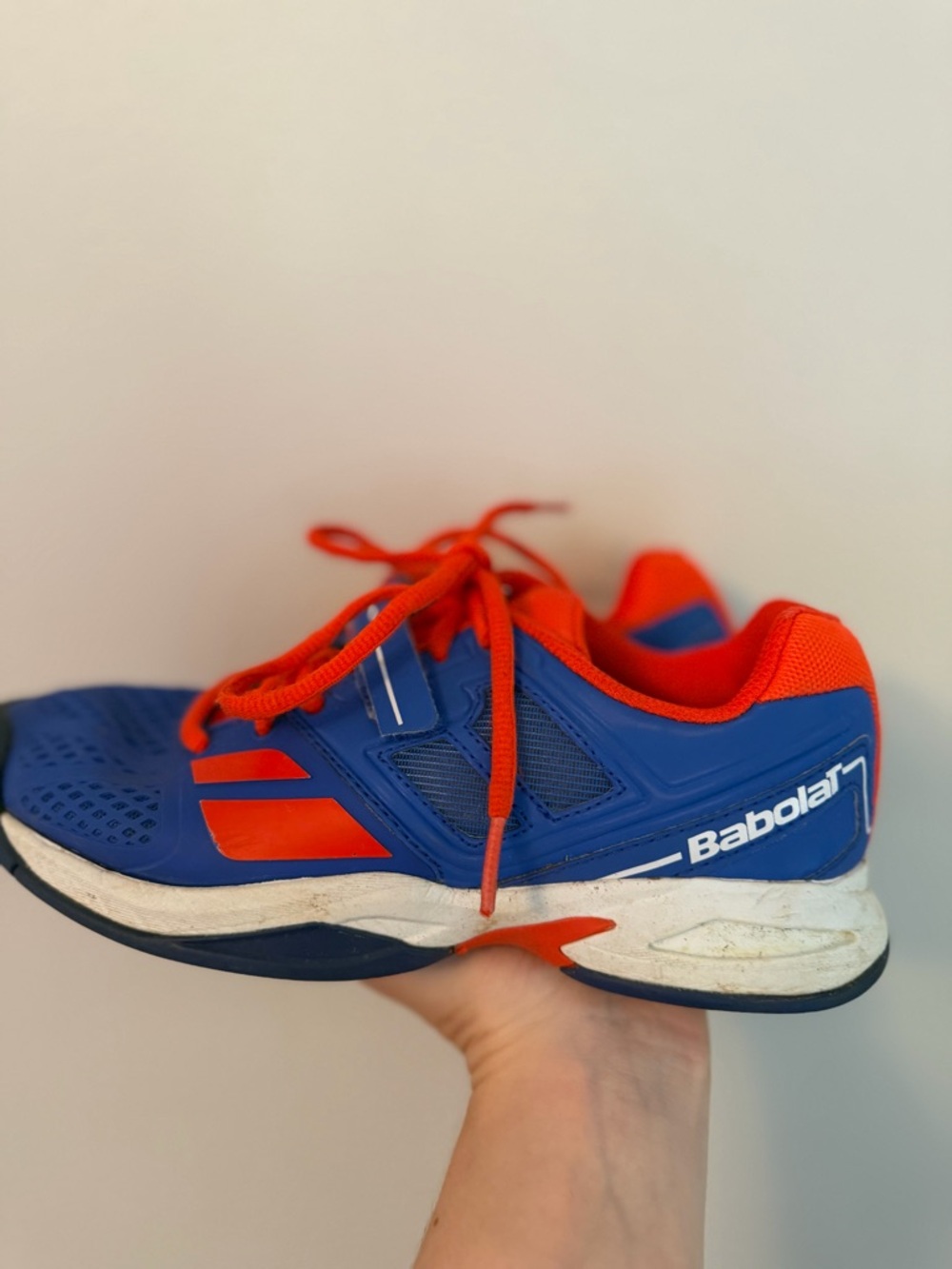 Babolat Boys Tennis Shoes Blue Red Lace Up Court Sneakers